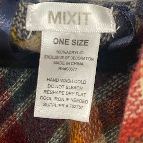 Mixit Multicolor Plaid Poncho - Picture 3 of 5